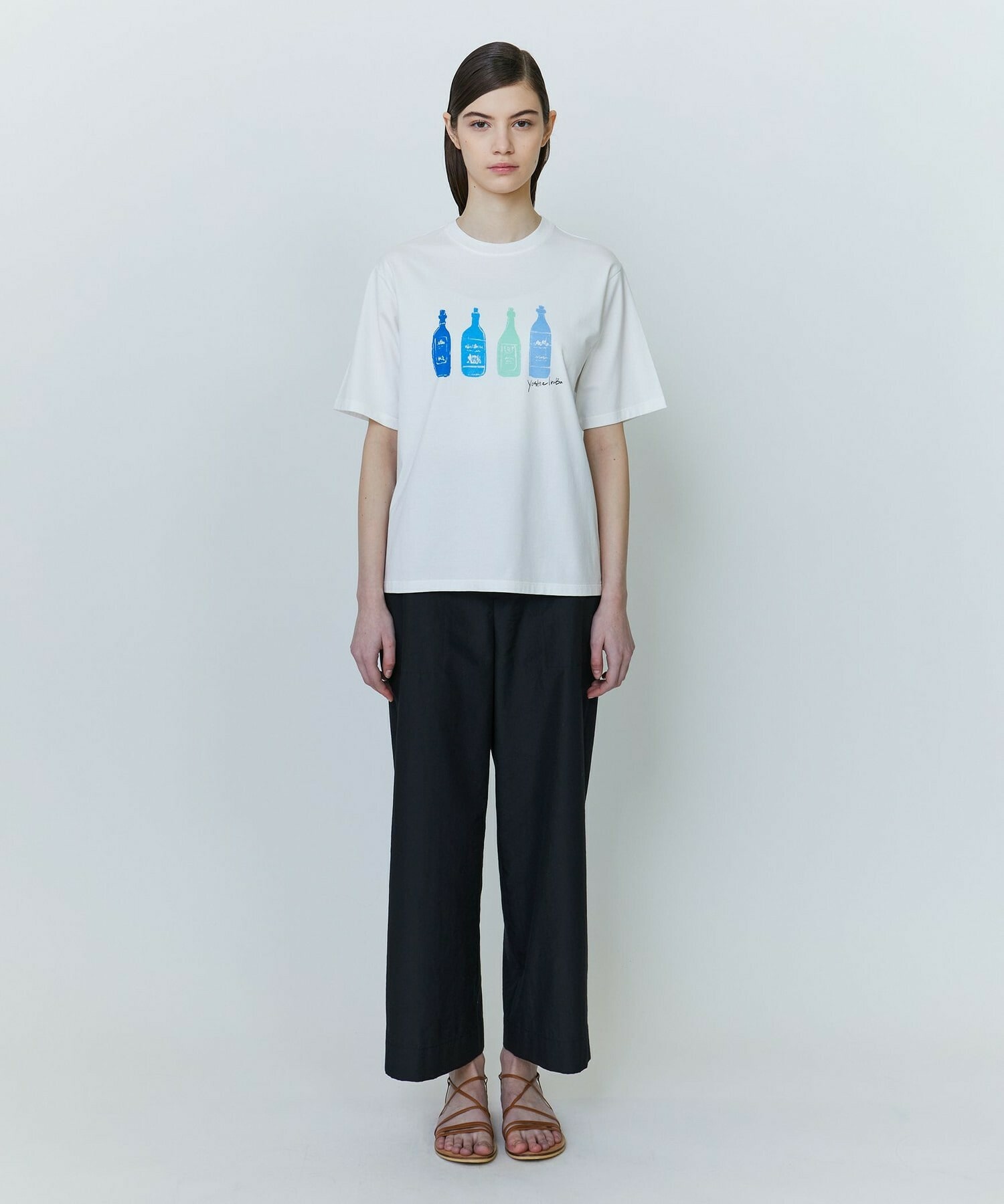 【yoshie inaba】ベーシックジャージィボトルプリントTシャツ 詳細画像 ブラック 5