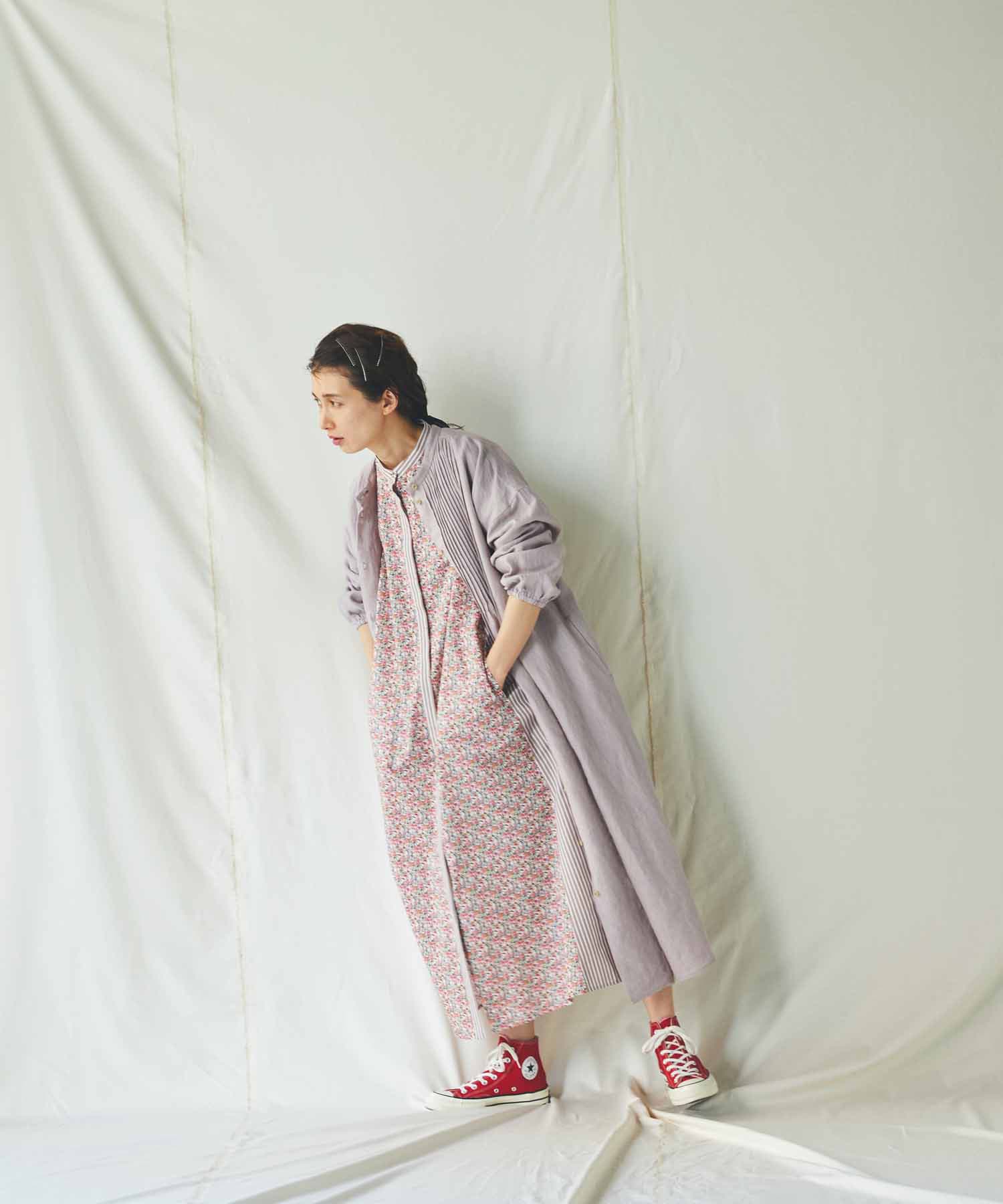 Kazumiさんコラボ リネンスタンドフリルカラーワンピース Bigi Online Store ビギ オンラインストア
