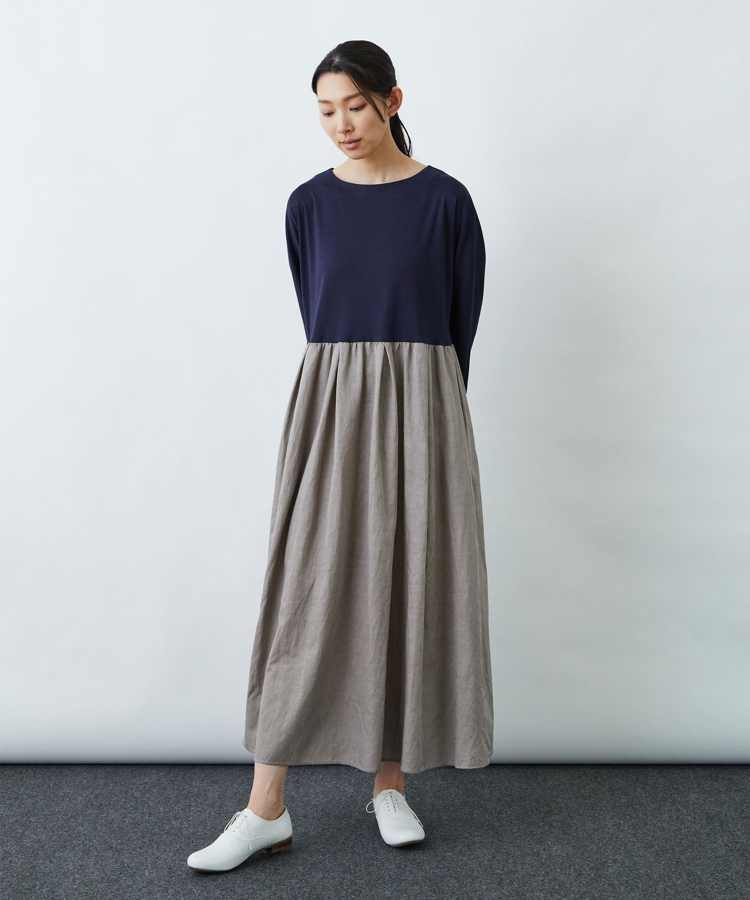 異素材コンビワンピース Bigi Online Store ビギ オンラインストア