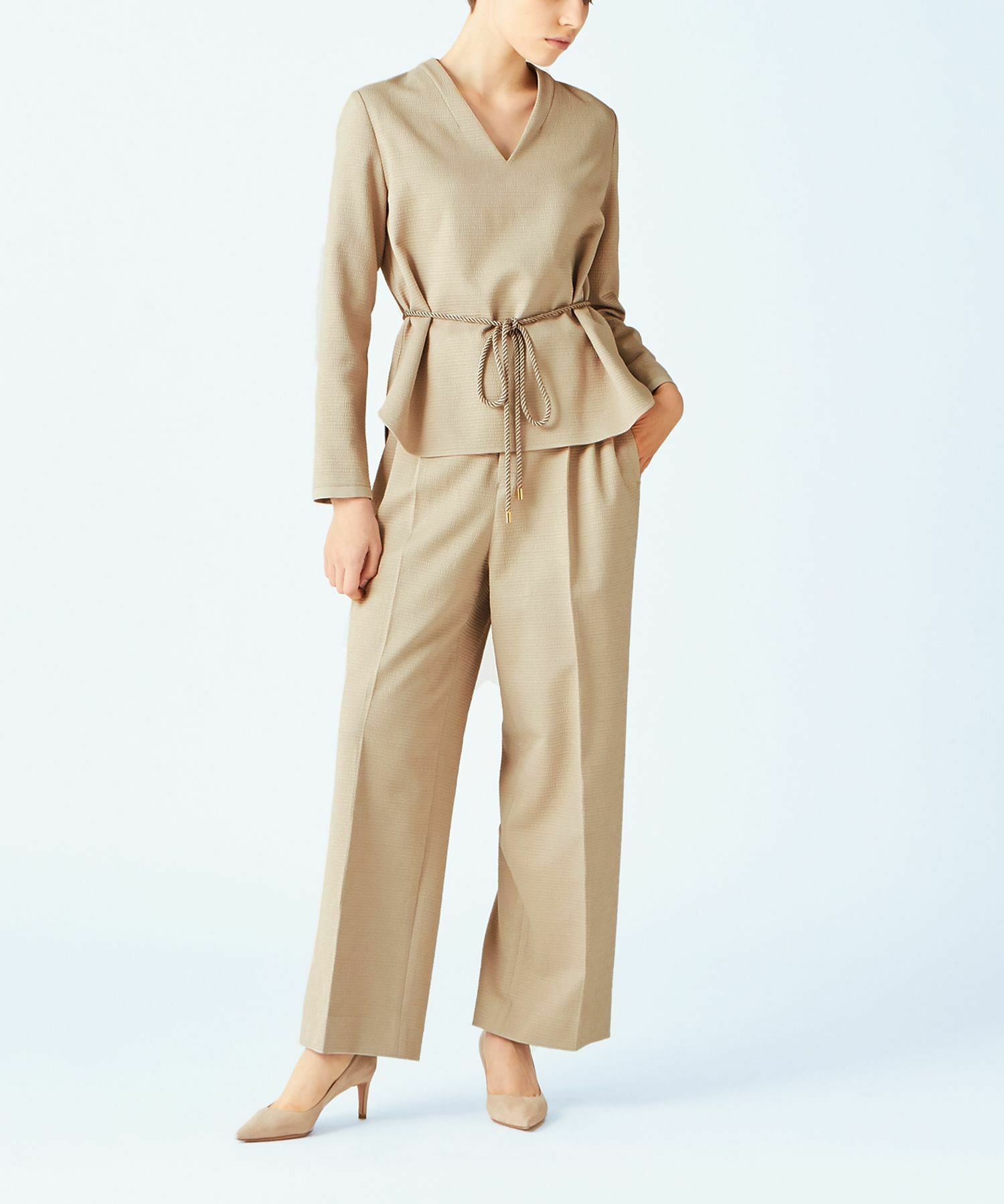 シャーリングボーダーワイドパンツ Bigi Online Store ビギ オンラインストア