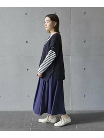 【LOISIR】レーヨンリネンラップディテールスカート 詳細画像 ネイビー 11