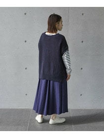 【LOISIR】レーヨンリネンラップディテールスカート 詳細画像 ネイビー 12