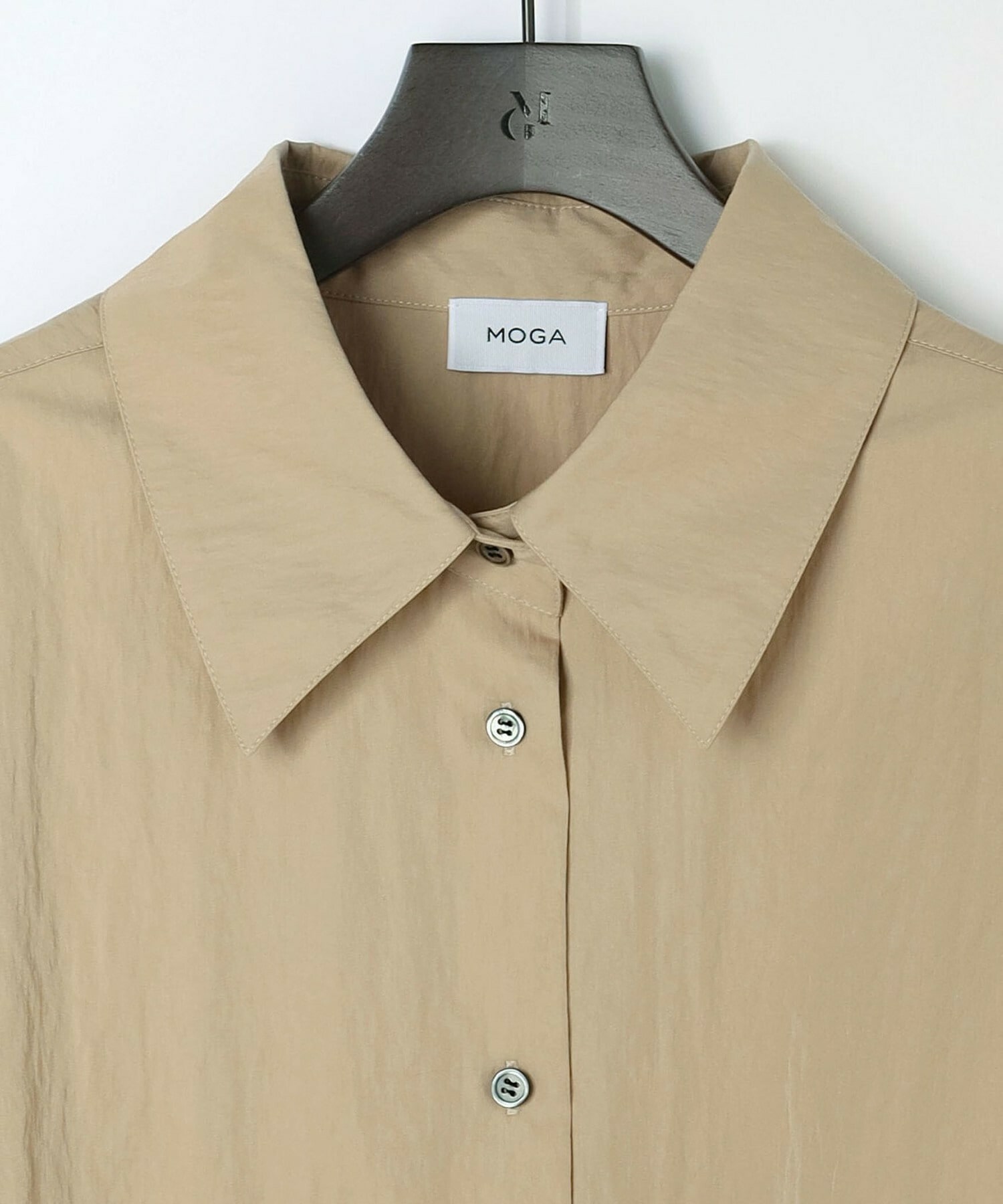 【MOGA】［リール着用アイテム］C/Nコンパクトギャバビッグカラーシャツ 詳細画像 ベージュ 2