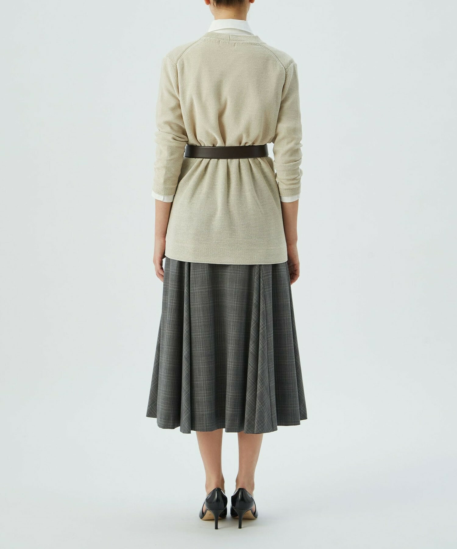 【yoshie inaba】グレンチェックデザインプリーツスカート 詳細画像 チャコールグレー 8