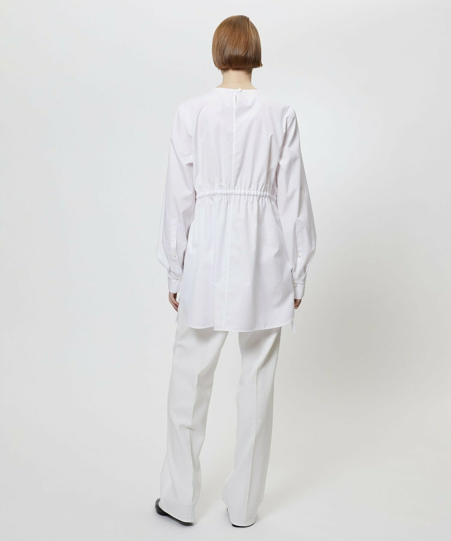 【yoshie inaba】コットンポプリンストレートシルエットシャツ 詳細画像 ホワイト 10