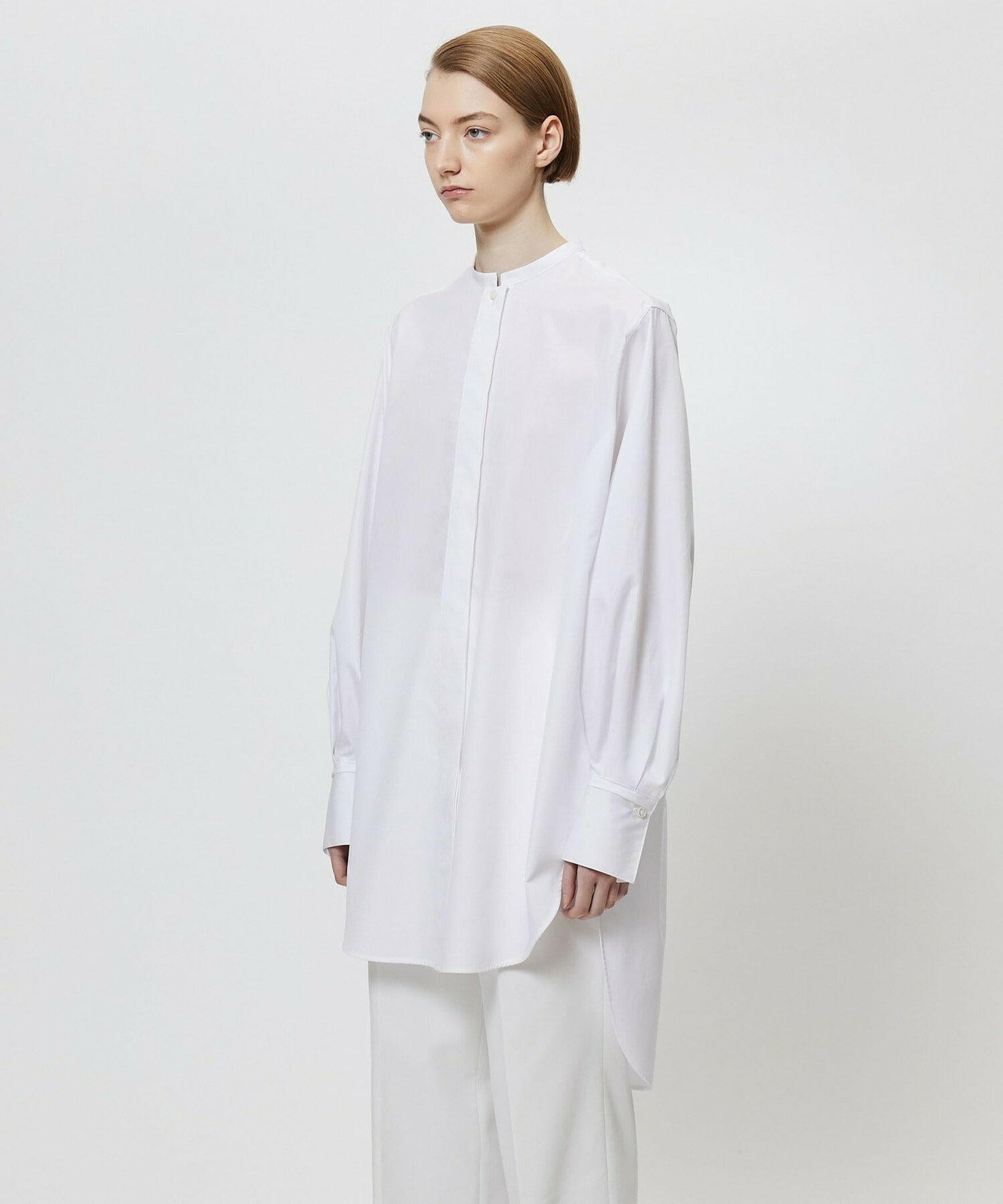 【yoshie inaba】コットンポプリンロング＆リラックスフィットシャツ 詳細画像 ホワイト 2