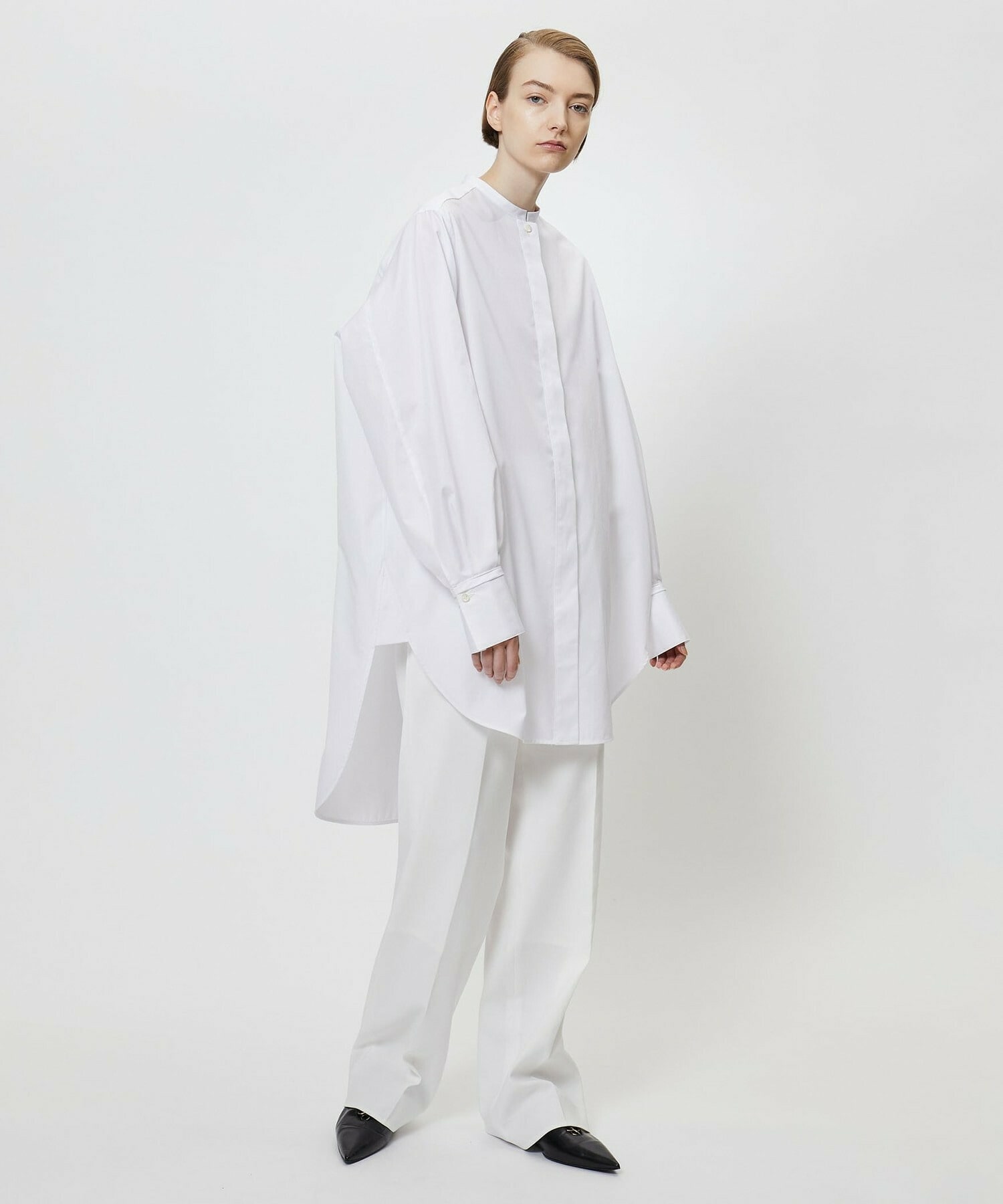 【yoshie inaba】コットンポプリンロング＆リラックスフィットシャツ 詳細画像 ホワイト 5