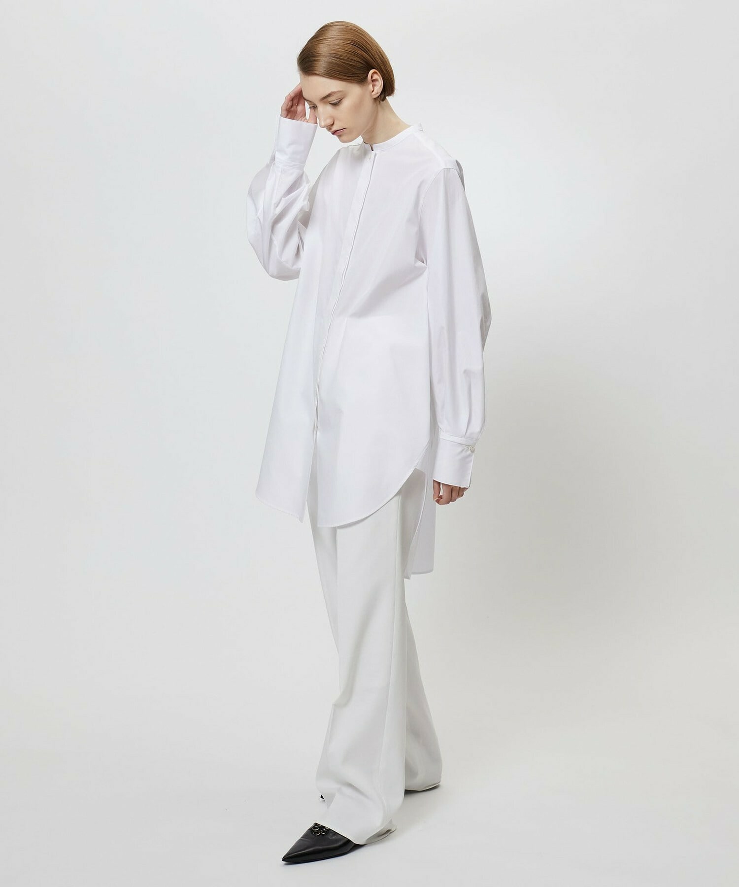 【yoshie inaba】コットンポプリンロング＆リラックスフィットシャツ 詳細画像 ホワイト 7