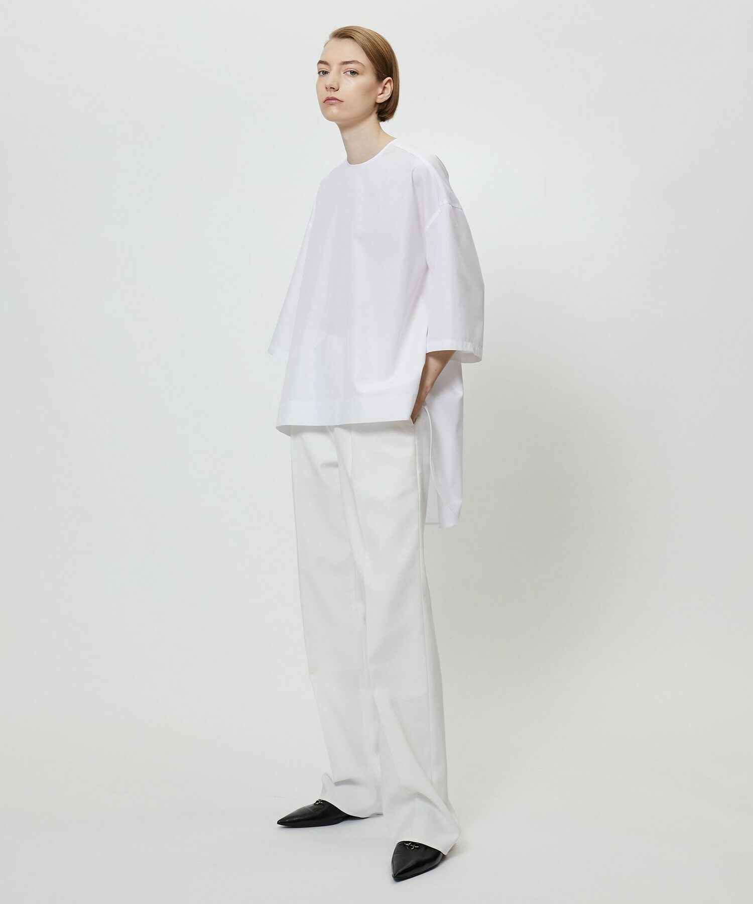 【yoshie inaba】コットンポプリンビッグシルエットシャツ 詳細画像 ホワイト 6
