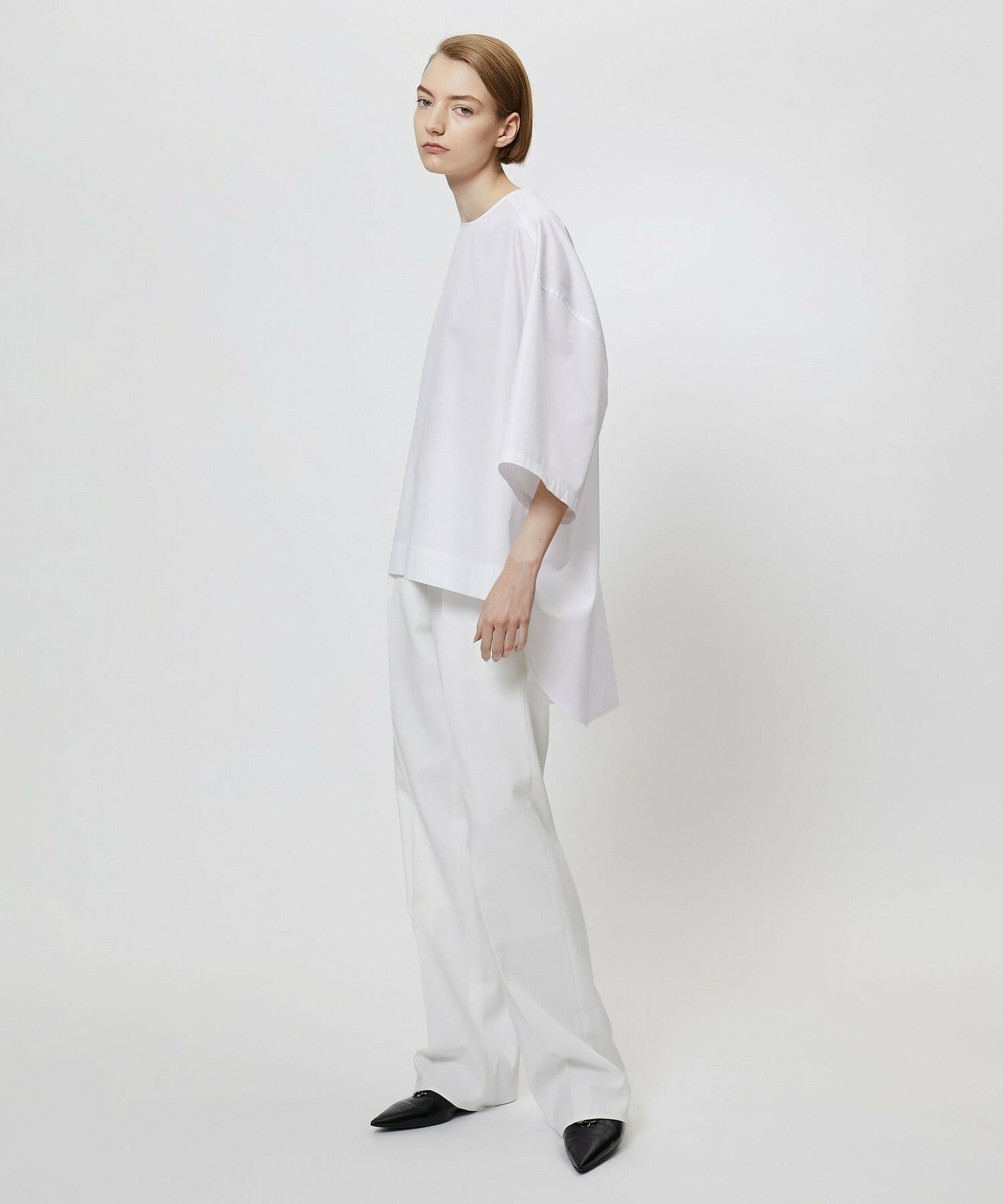 【yoshie inaba】コットンポプリンビッグシルエットシャツ 詳細画像 ホワイト 7