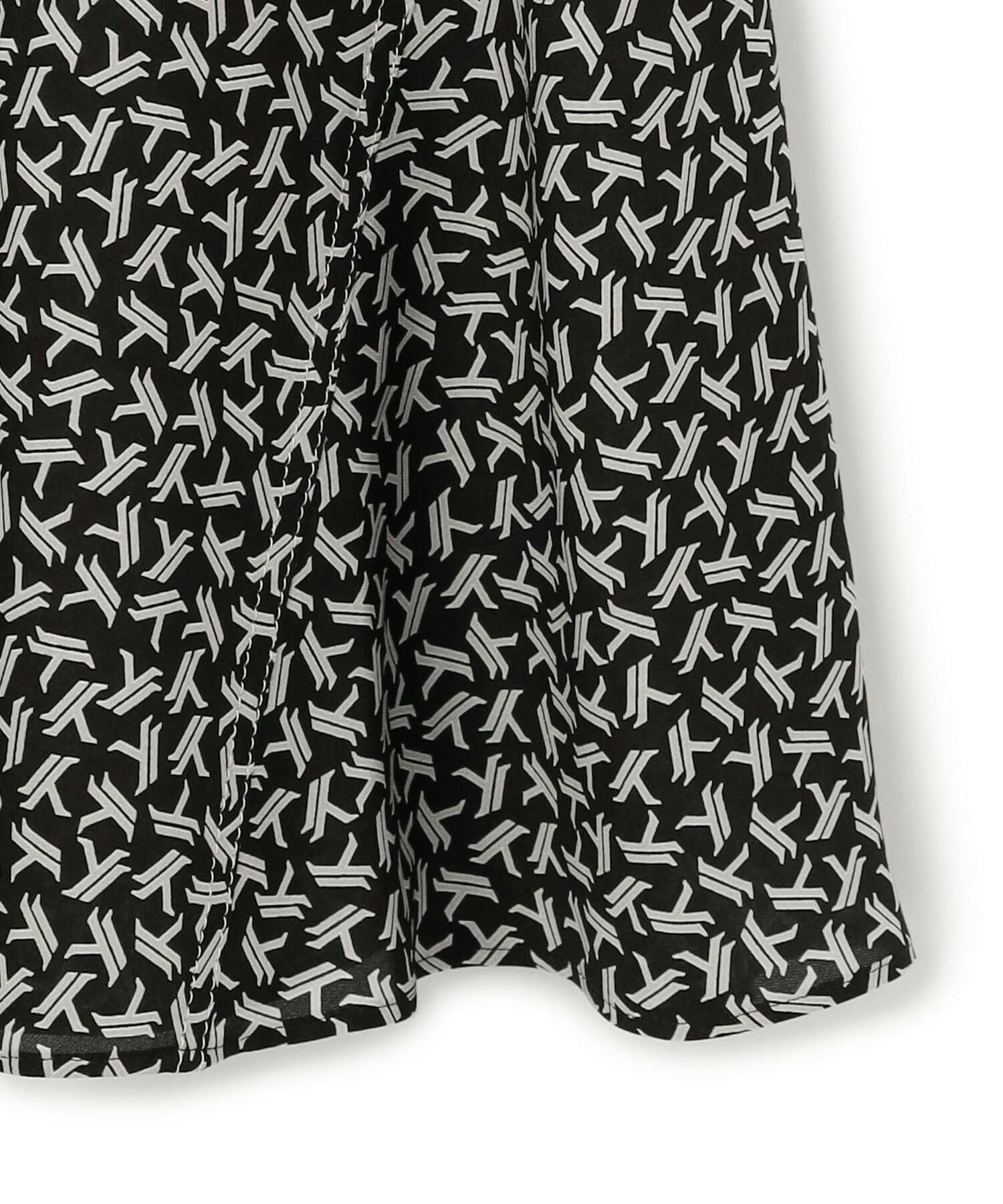 【yoshie inaba】シルクジョーゼットモノグラムプリントシャツドレス 詳細画像 ブラック系その他 5