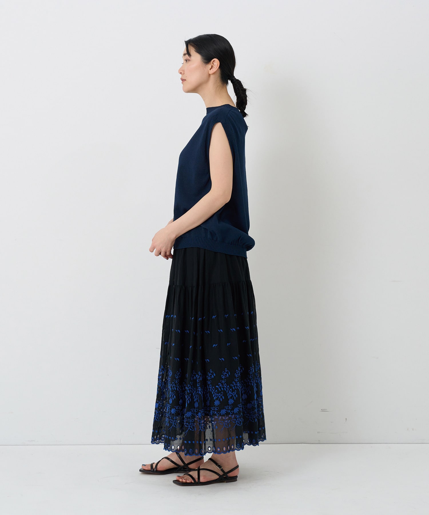 sacai 刺繍スカート - ひざ丈スカート