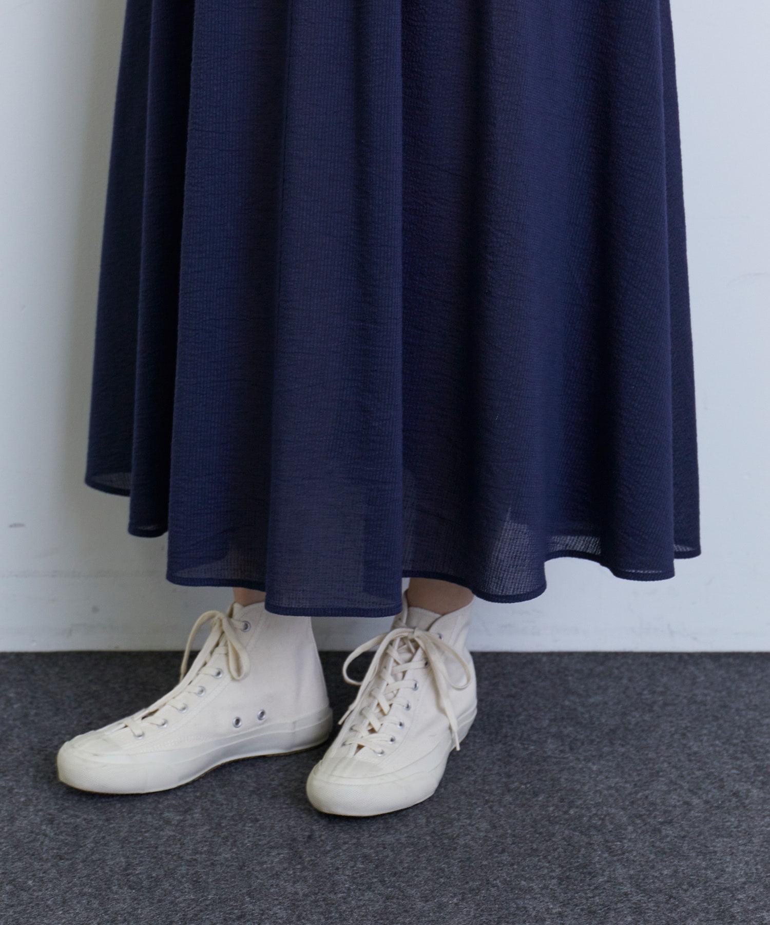 Khadi and Co ／cottonギャザースカート BLACK - ロングスカート