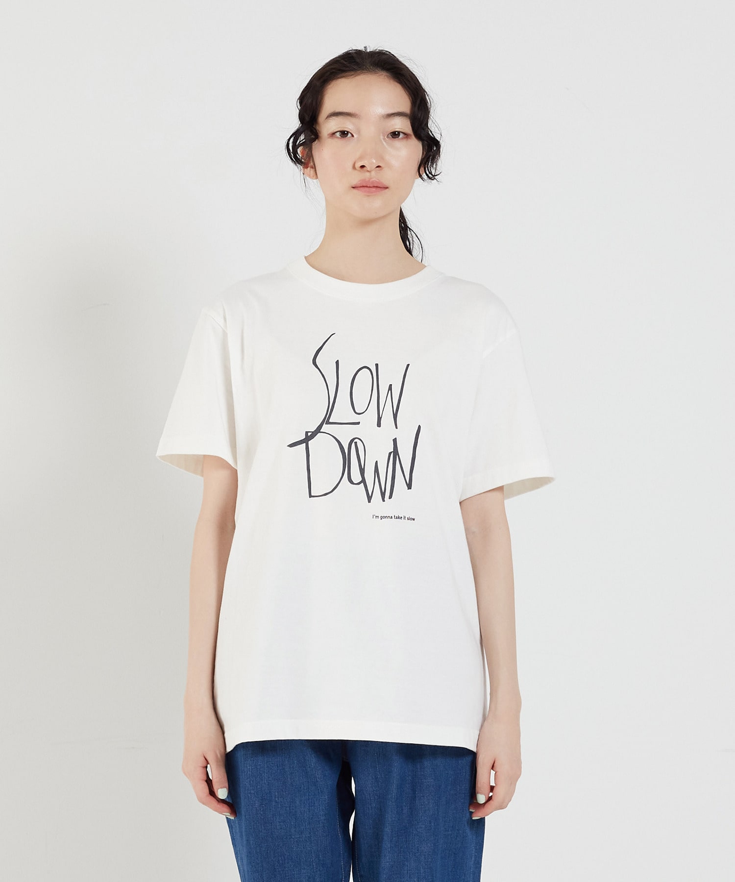 【congés payés】SLOW DOWNプリントTシャツ 詳細画像 チャコール 7