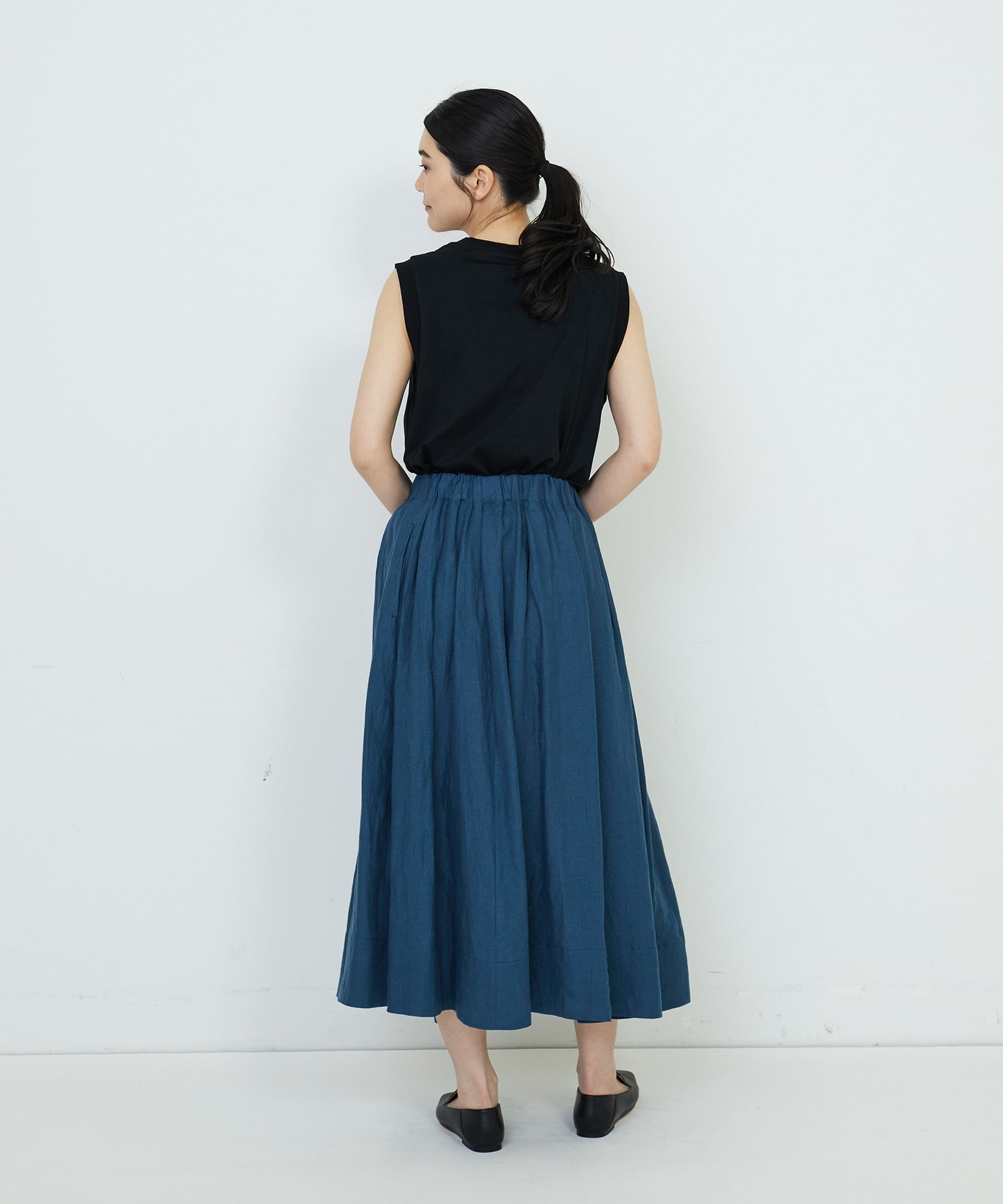 【ADIEU TRISTESSE】【セットアップ】リネンギャザースカート 詳細画像 ブルー 11