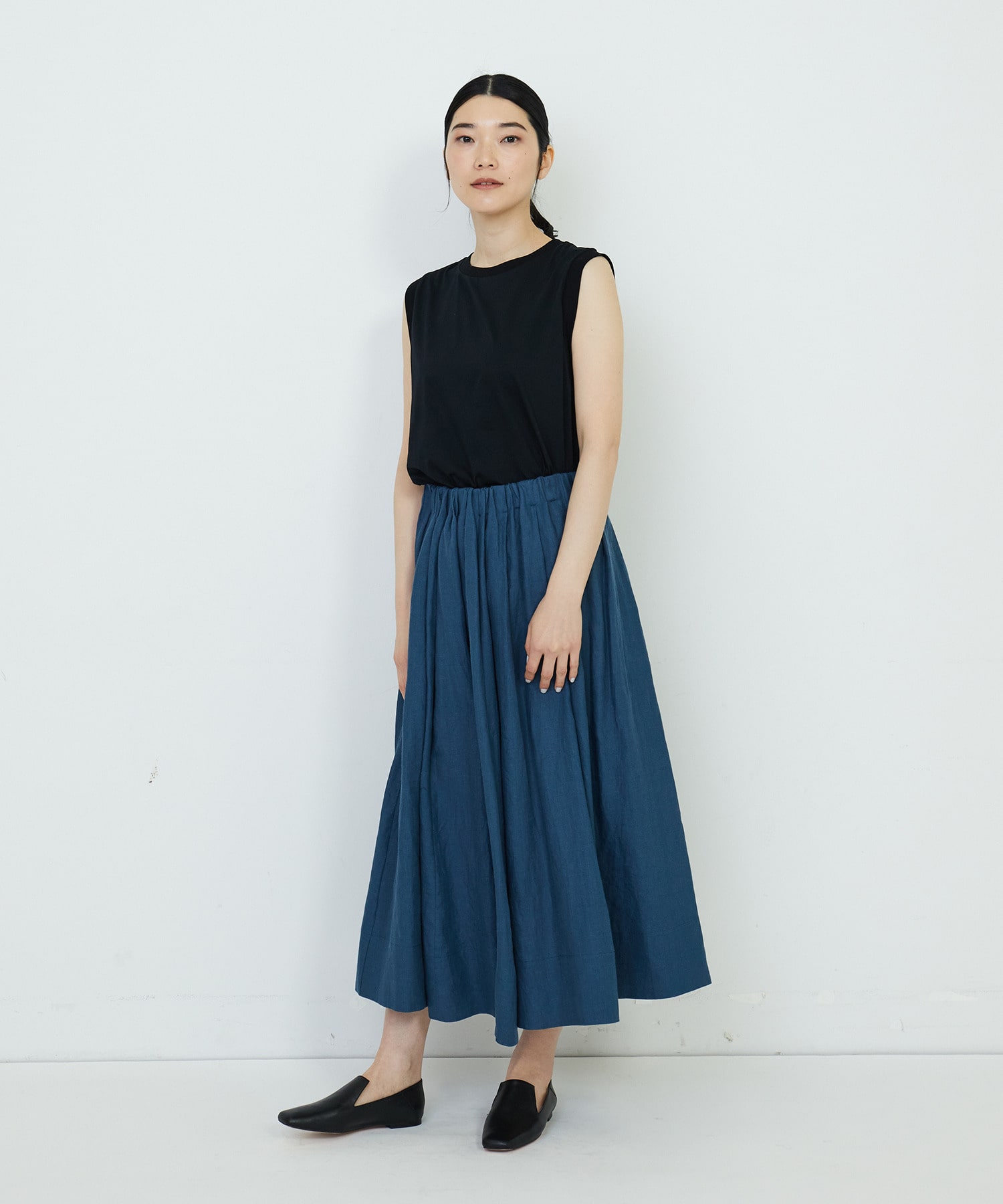【ADIEU TRISTESSE】【セットアップ】リネンギャザースカート 詳細画像 ブルー 9
