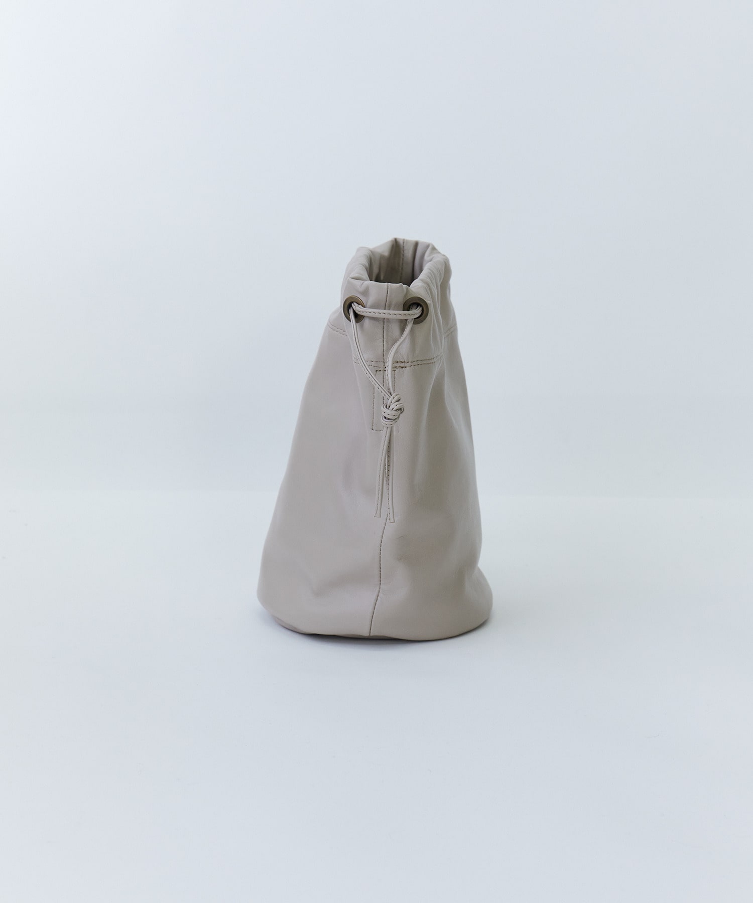 【新品】is-350920-1/ベージュミンク巾着バッグ