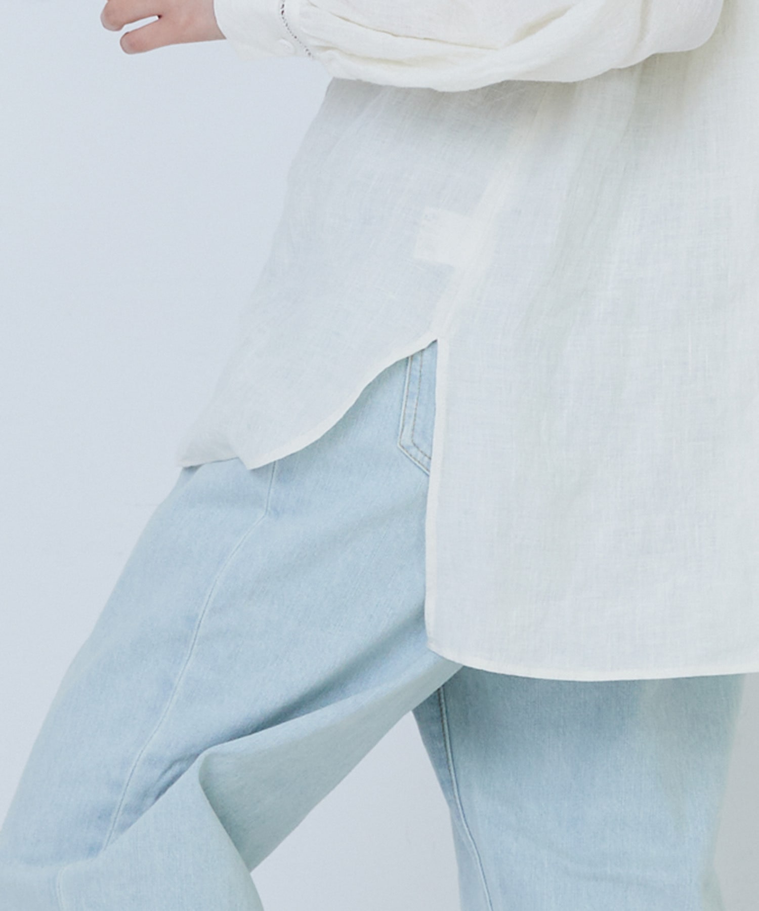 【LOISIR】グランジリネンバックギャザーブラウス 詳細画像 ホワイト 13