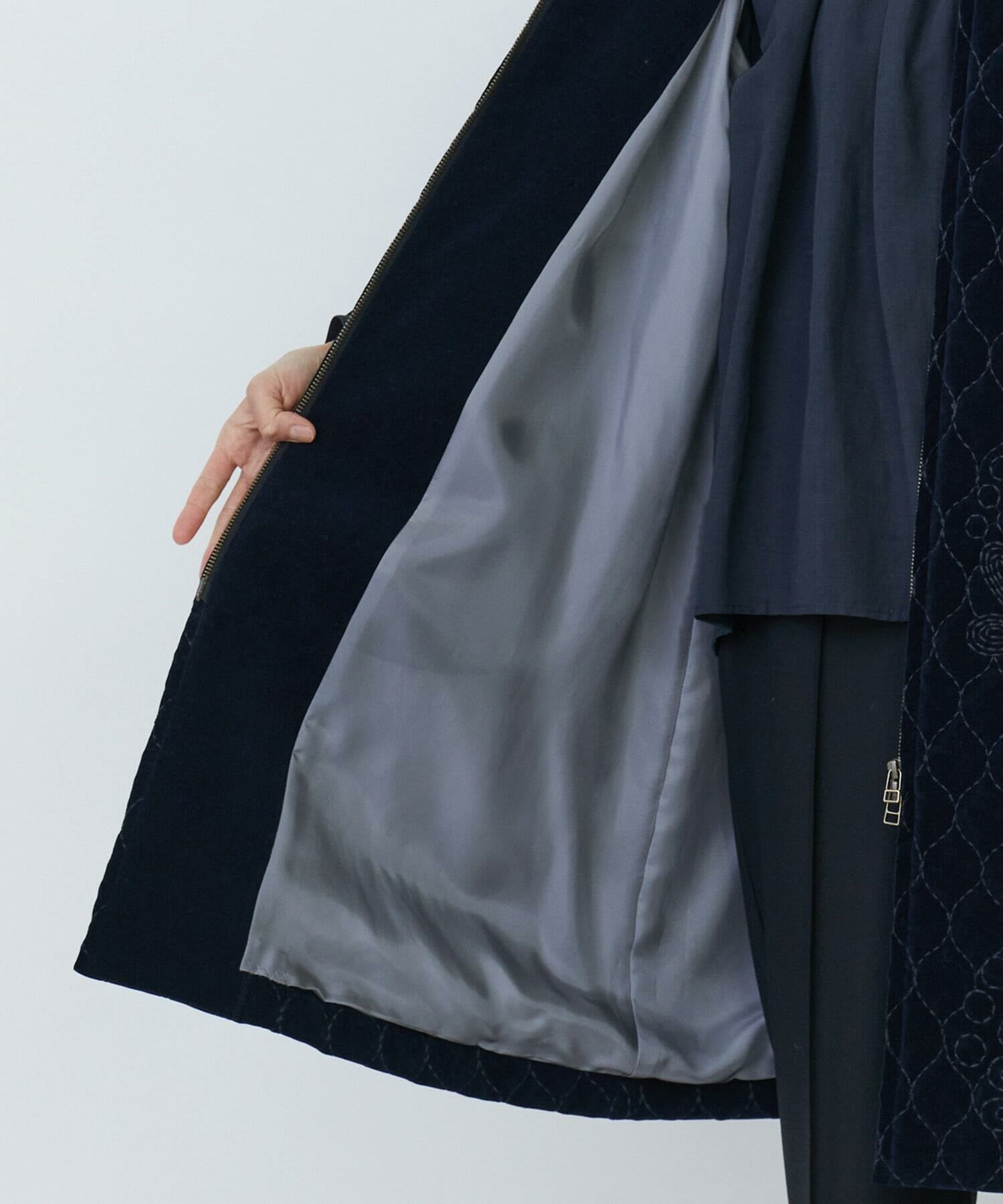 【LOISIR】｜2BUY10%OFF・3BUY20%OFF｜別珍キルティング刺繍コート 詳細画像 ネイビー 15