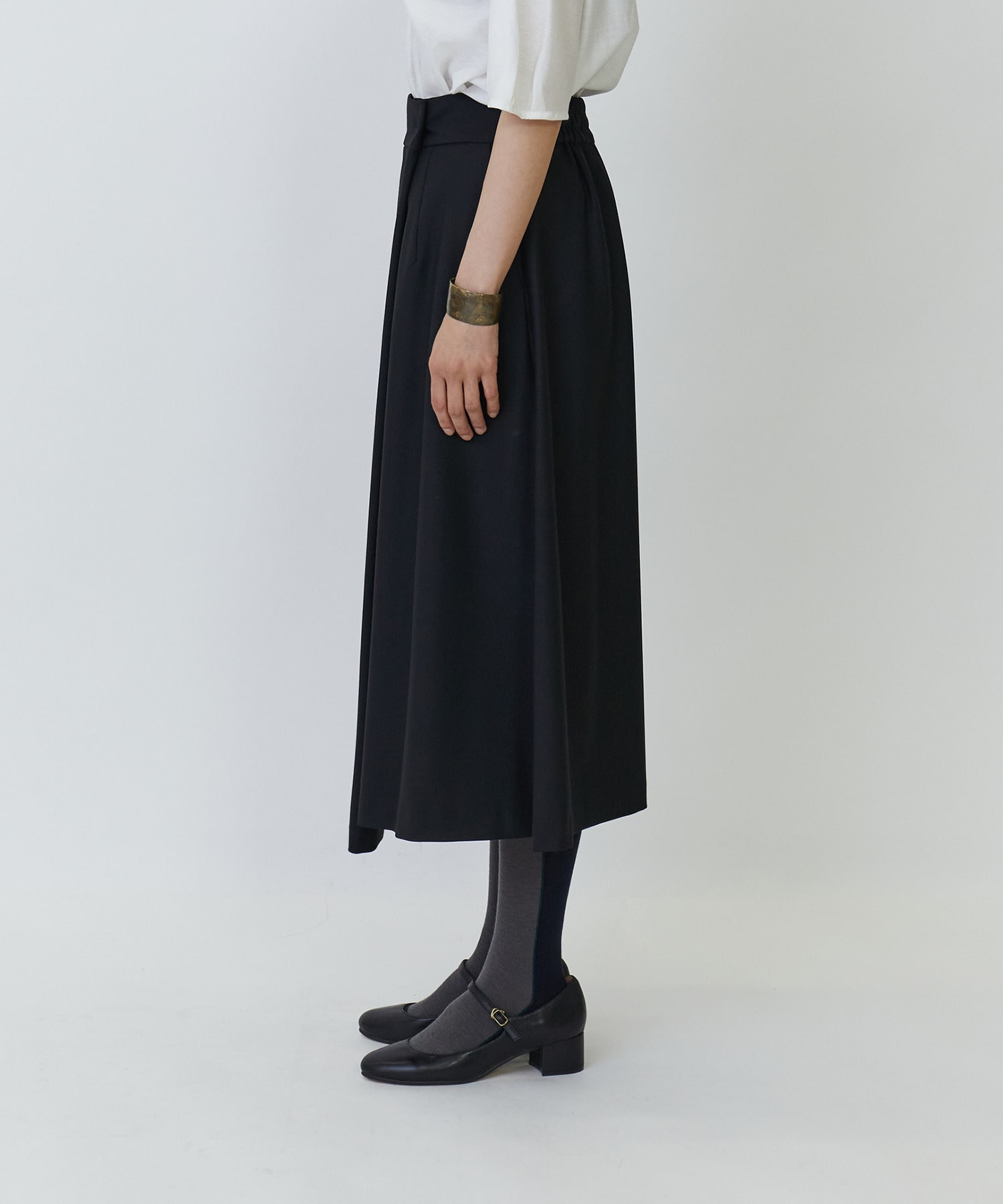 【LOISIR】エステルウールラップディテールスカート 詳細画像 ブラック 7