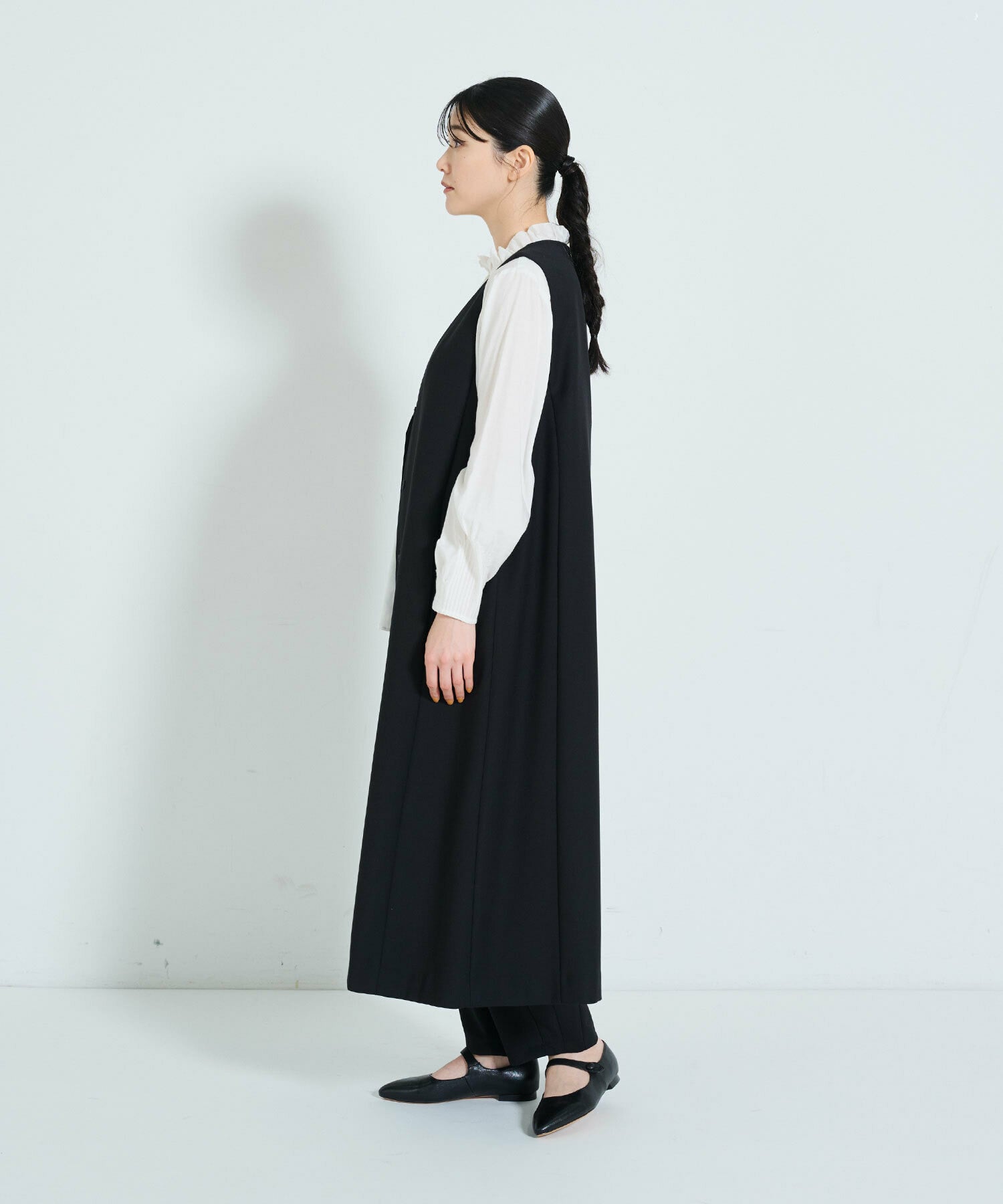 【ADIEU TRISTESSE】ダブルクロスフロントオープンジャンパースカート 詳細画像 ブラック 2