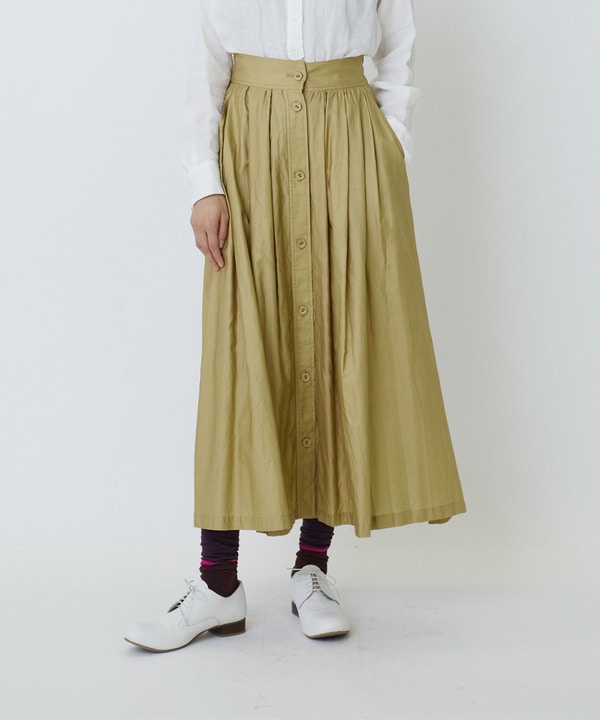 【LOISIR】ライトモールスキンギャザーフレアーデザインスカート