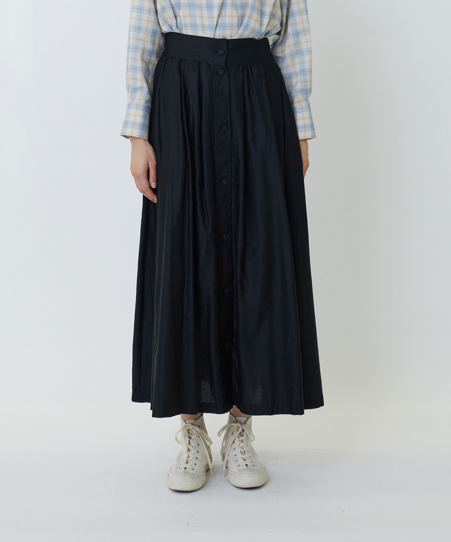 【LOISIR】ライトモールスキンギャザーフレアーデザインスカート 詳細画像 ブラック 13