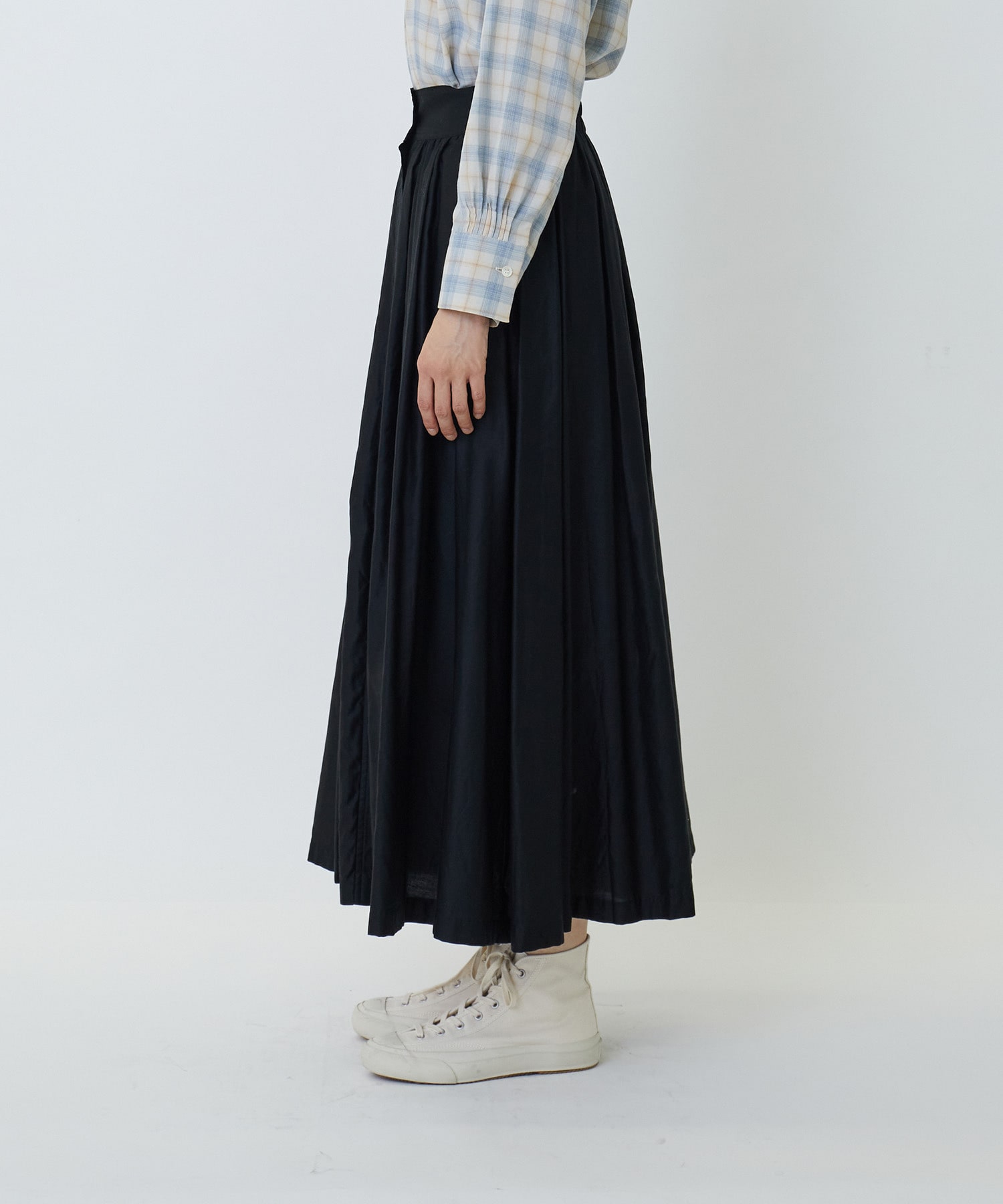 【LOISIR】ライトモールスキンギャザーフレアーデザインスカート 詳細画像 ブラック 14
