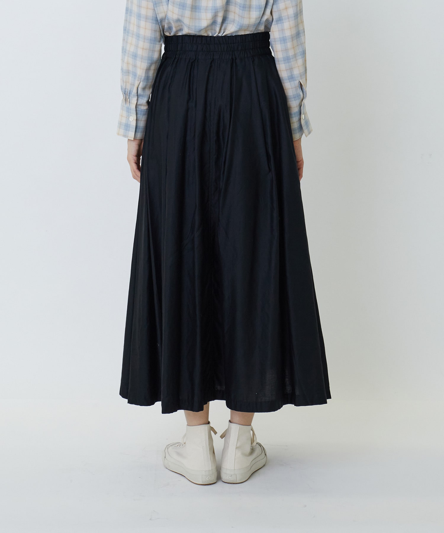 【LOISIR】ライトモールスキンギャザーフレアーデザインスカート 詳細画像 ブラック 15