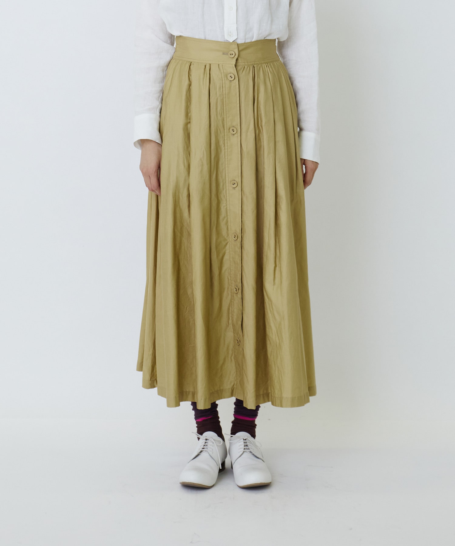 【LOISIR】ライトモールスキンギャザーフレアーデザインスカート 詳細画像 ブラック 5