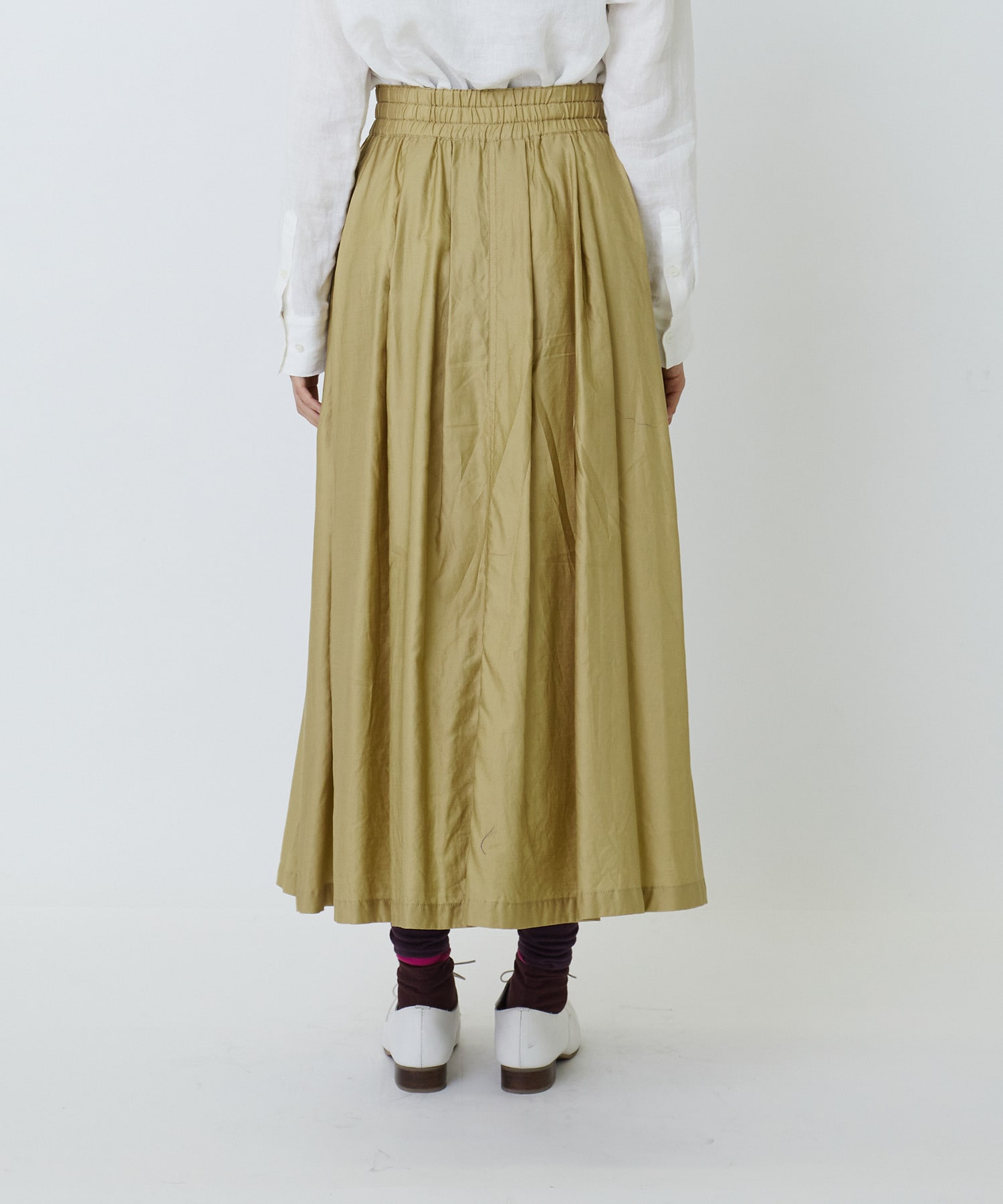 【LOISIR】ライトモールスキンギャザーフレアーデザインスカート 詳細画像 ブラック 7