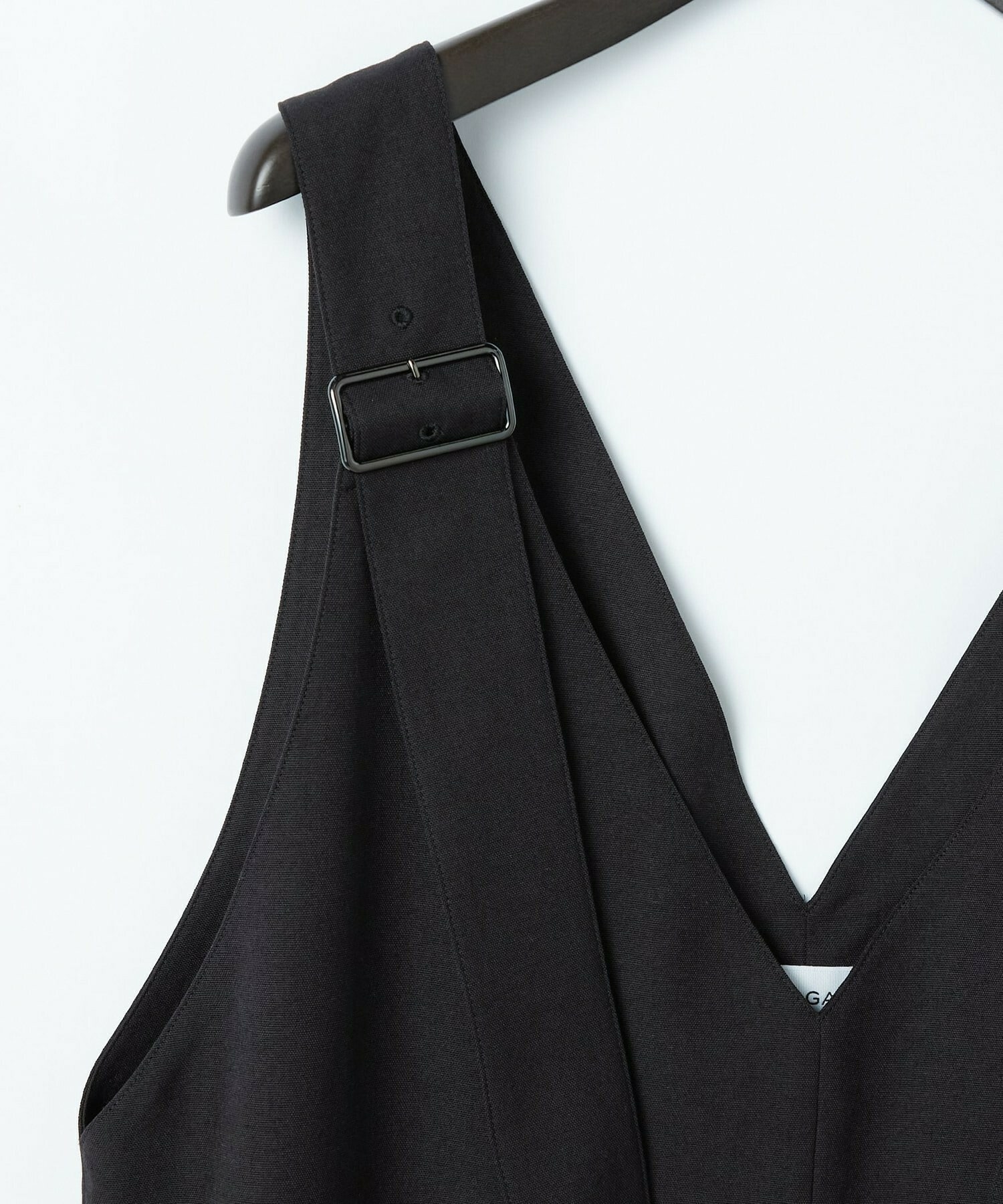 【MOGA】【Lサイズ】綿麻オックスストレッチジャンパースカート 詳細画像 ブラック 3