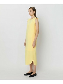 【yoshie inaba】LIGHT DOUBLE CLOTH SHOULDER GATHER BELTED DRESS 詳細画像 ブラック 2