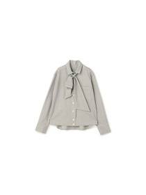 【yoshie inaba】STRETCH WOOL SHORT BOXY SHIRT WITH WIDE TIE 詳細画像 ライトグレー 12