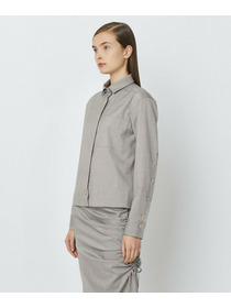 【yoshie inaba】STRETCH WOOL SHORT BOXY SHIRT WITH WIDE TIE 詳細画像 ライトグレー 2