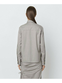 【yoshie inaba】STRETCH WOOL SHORT BOXY SHIRT WITH WIDE TIE 詳細画像 ライトグレー 4