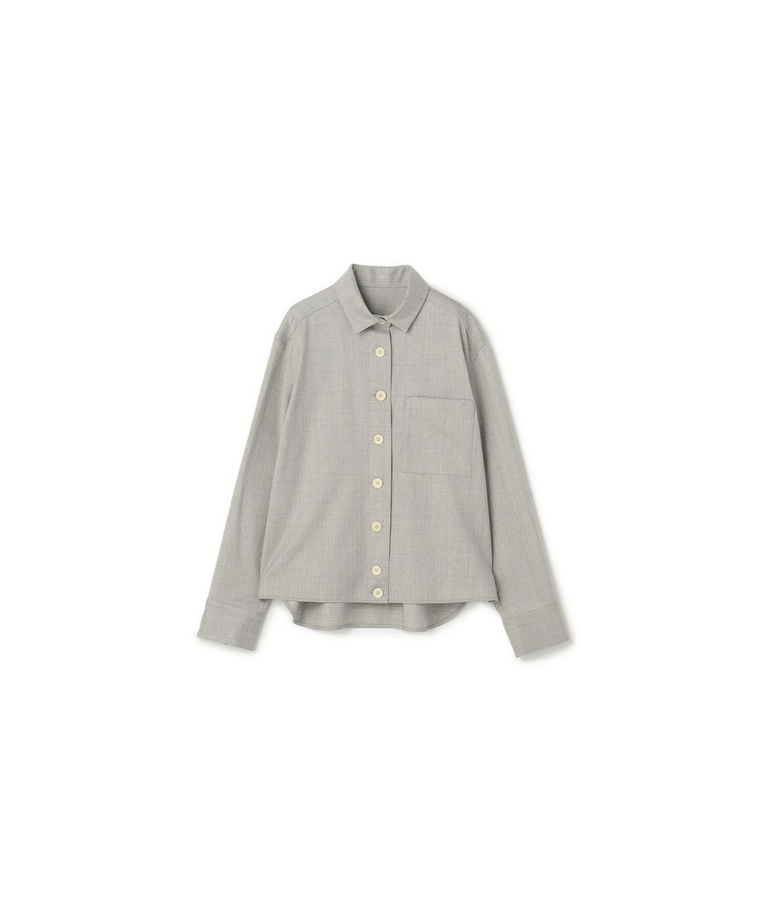 【yoshie inaba】STRETCH WOOL SHORT BOXY SHIRT WITH WIDE TIE 詳細画像 ライトグレー 1