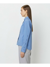 【yoshie inaba】STRETCH COTTON BROAD SHORT BOXY SHIRT 詳細画像 ブルー 3