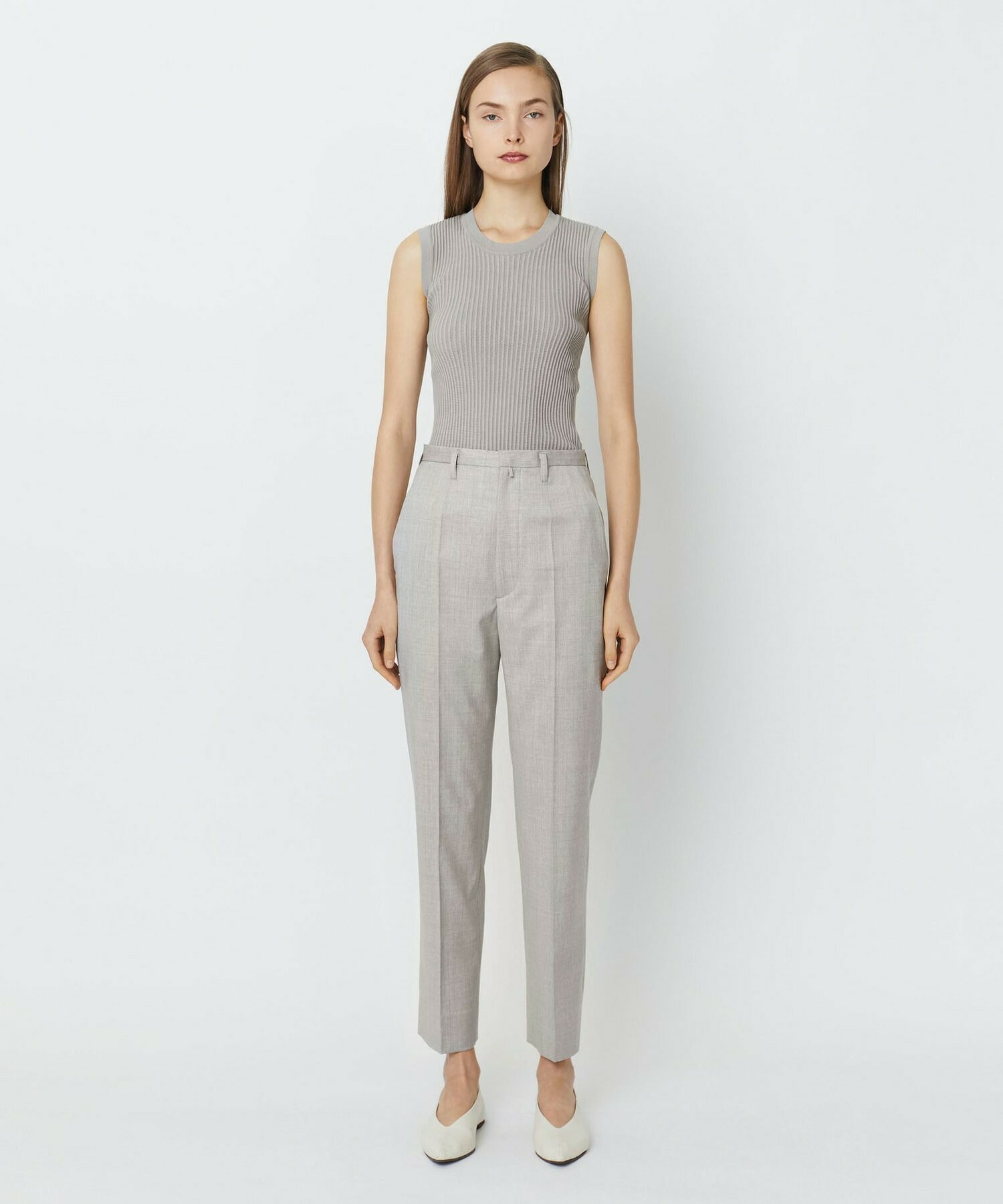 【yoshie inaba】STRETCH WOOL CIGARETTE PANTS 詳細画像 ライトグレー 5