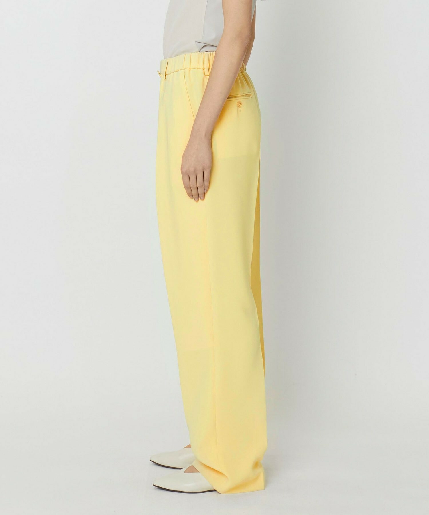 【yoshie inaba】LIGHT DOUBLE CLOTH MODERN TROUSERS W/GATHER BELT 詳細画像 ブラック 3