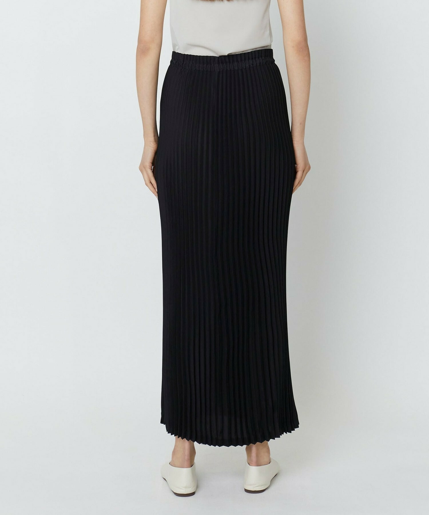 【yoshie inaba】SILK HABUTAE DRAWSTRING PLEATED SKIRT  詳細画像 ブラック 4