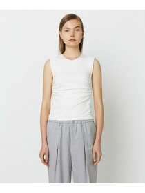 【yoshie inaba】STRETCH PONTE NO SLEEVE ROUND NECK TOP 詳細画像 トップグレー 1