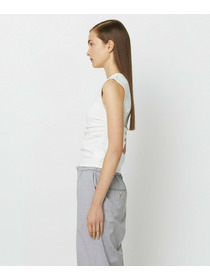 【yoshie inaba】STRETCH PONTE NO SLEEVE ROUND NECK TOP 詳細画像 トップグレー 3