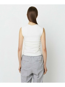 【yoshie inaba】STRETCH PONTE NO SLEEVE ROUND NECK TOP 詳細画像 トップグレー 4