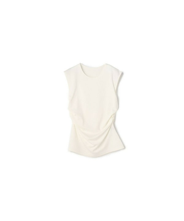 【yoshie inaba】STRETCH PONTE NO SLEEVE ROUND NECK TOP