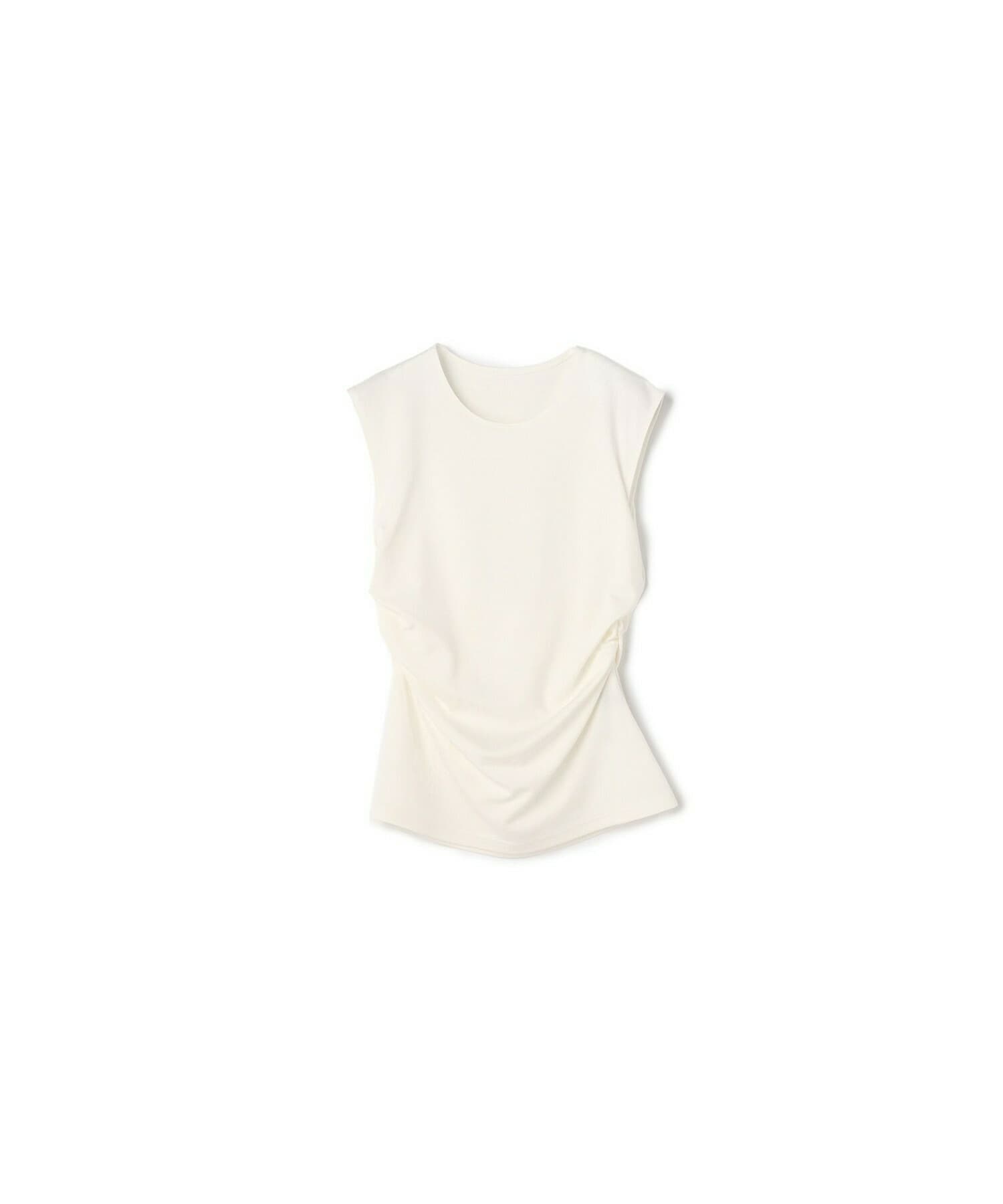 【yoshie inaba】STRETCH PONTE NO SLEEVE ROUND NECK TOP 詳細画像 ホワイト 1