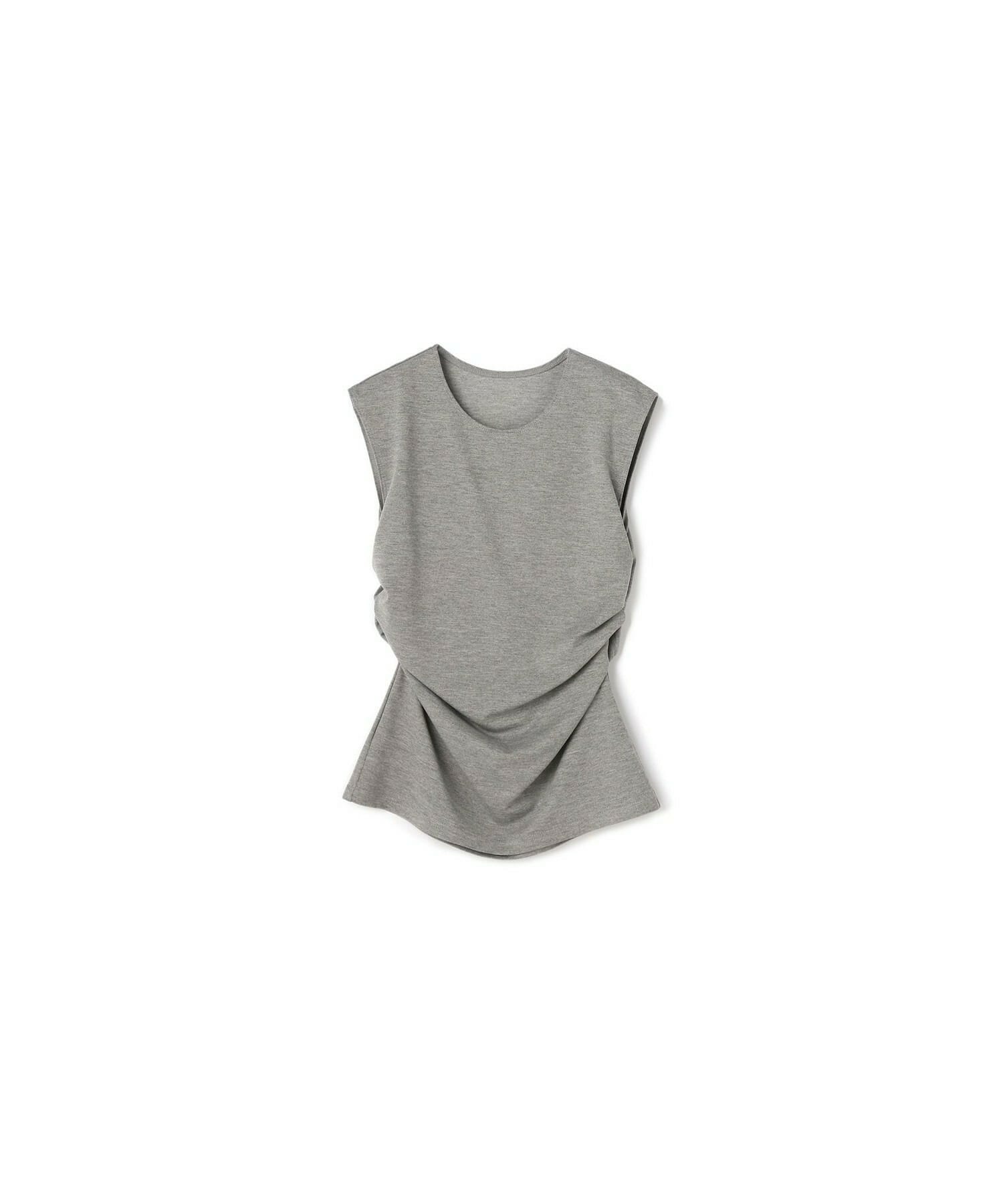 【yoshie inaba】STRETCH PONTE NO SLEEVE ROUND NECK TOP 詳細画像 トップグレー 1