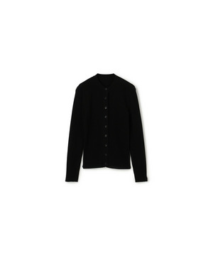 【yoshie inaba】RAYON STRETCH ROUND NECK SHORT CARDIGAN 詳細画像 ブラック 1