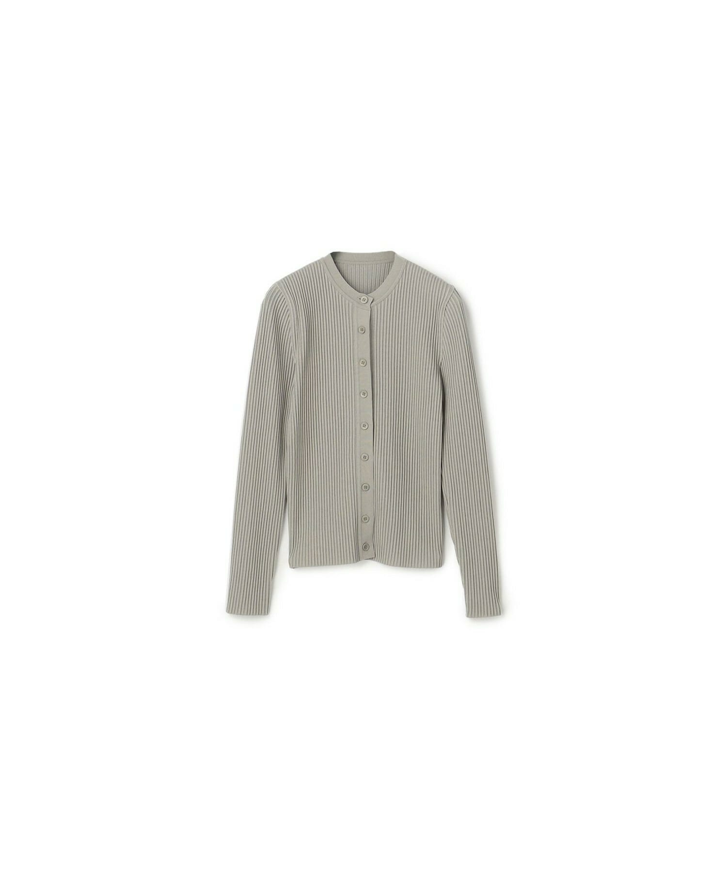 【yoshie inaba】RAYON STRETCH ROUND NECK SHORT CARDIGAN 詳細画像 グレー 1