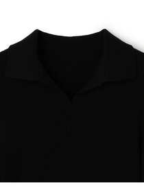 【yoshie inaba】RAYON STRETCH POLO COLLAR TOP 詳細画像 ブラック 7